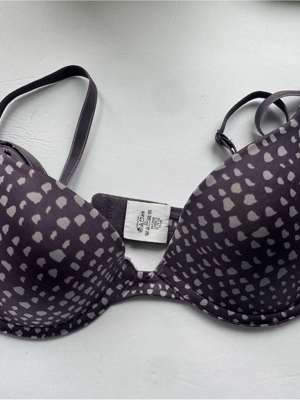 Calvin Klein Charcoal Bra with Light Gray Spot Print